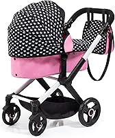 Vista 4 de Bayer: Cochecito Xeo, Corazones Negro y Rosa - Bolso a juego, asa ajustable, para muñecas de hasta 20 pulgadas, a partir de 3 años Muñecas de bebé