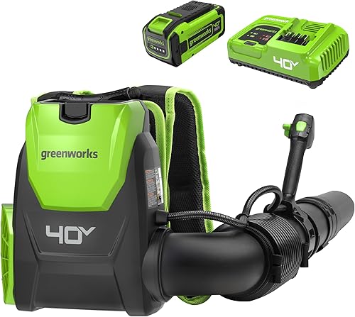 Greenworks 40 V (165 MPH 660 CFM 75+ herramientas compatibles) Mochila inalámbrica sin escobillas, soplador de hojas de mochila sin escobillas,