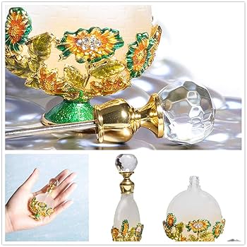 美麗双風瓶 Amazon.co.jp: Waltz&F黄緑小さい花金メッキクリスタル復古香水