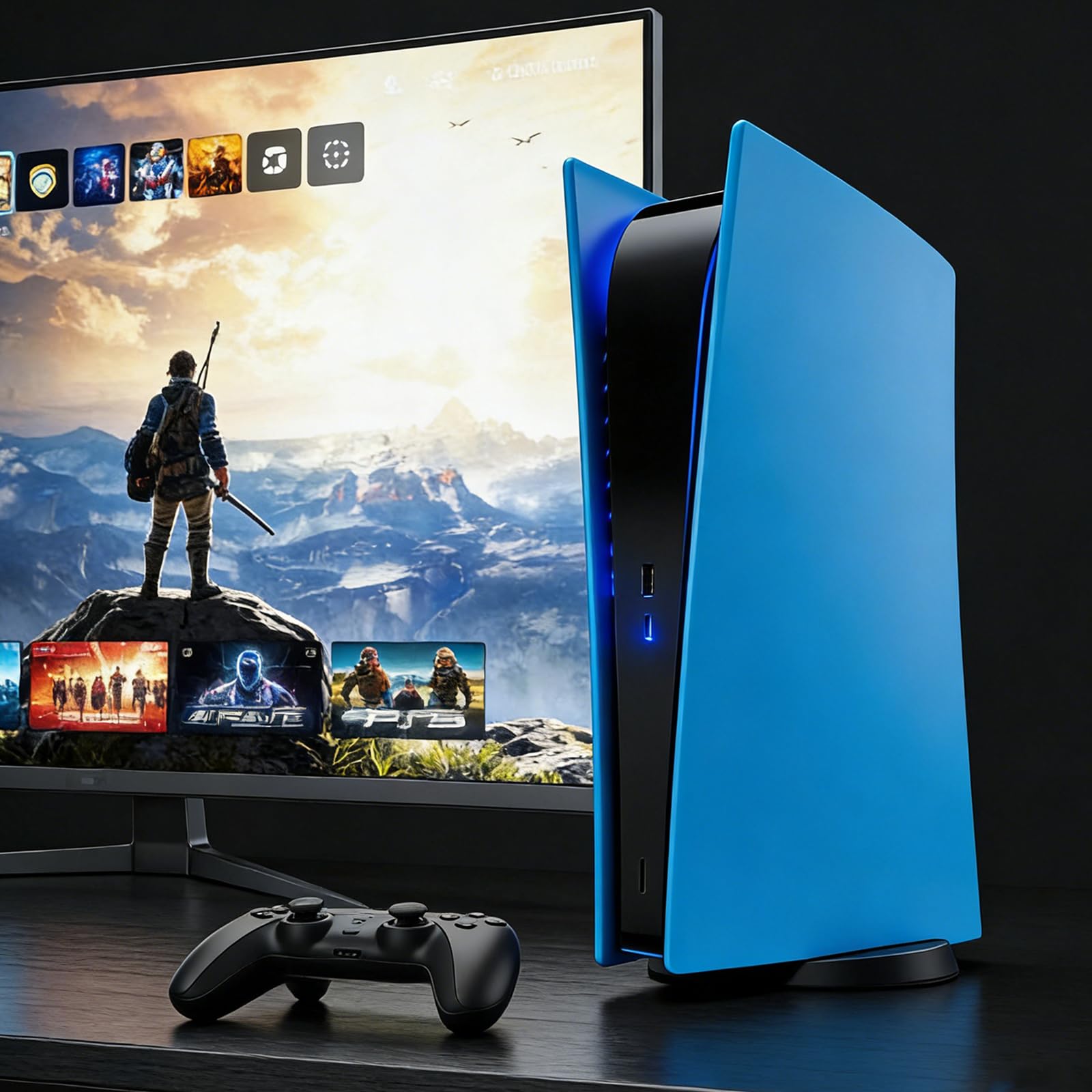 arVin Piastra di ricambio laterale per PS5, copertura di ricambio per console PS5 versione Digatal, accessori antipolvere per console PS5, custodia in ABS (blu stella, versione digitale)