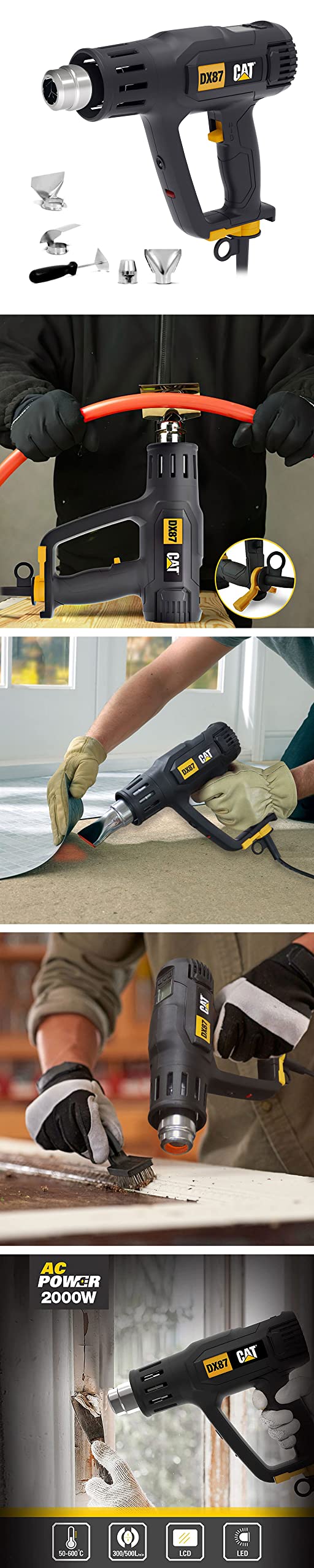 CAT DX87 2000Watt Digital Anzeige Profi Heißluftpistole + 5 Stück Zubehör