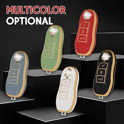 Miniatura 7 de WORCAS Funda protectora inteligente para llavero compatible con Porsche Boxster Turbo Cayenne Panamera Macan Cayman 911 llave inteligente sin llave