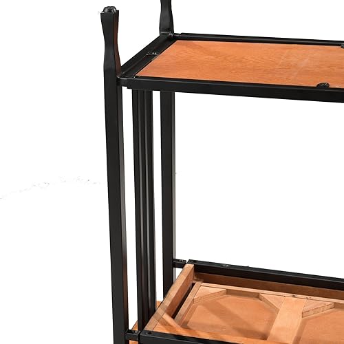 Miniatura 42 de Leick Home 214338 Empiria Mesa consola de madera con marco de metal para sala de estar, entrada, dormitorio, gris Negro lavado,Gris,Mission