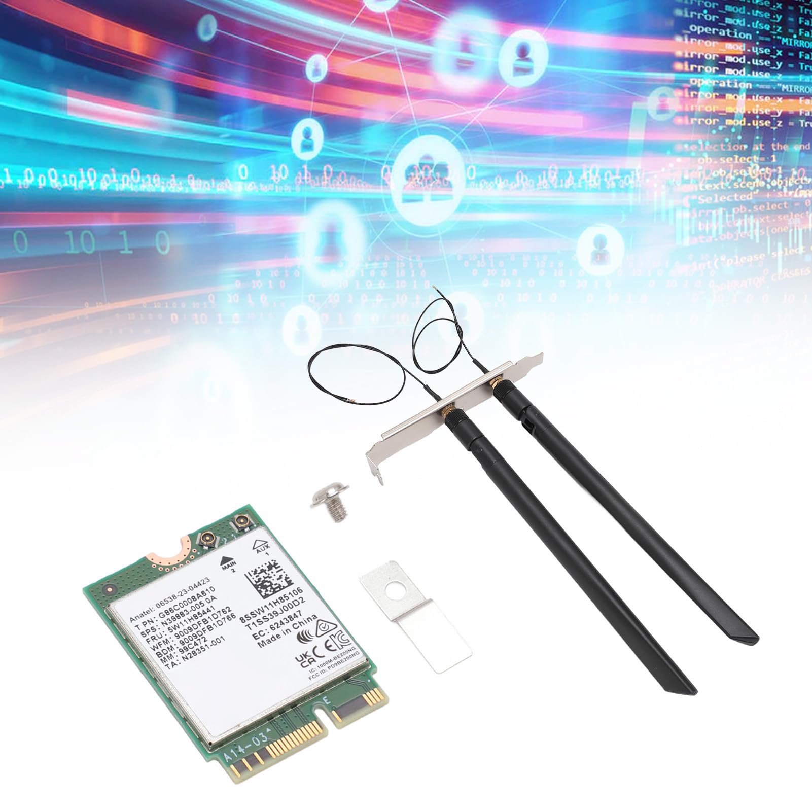 Fockety Carte WiFi 7 PCIe, Adaptateur Réseau Tri-Bande 574 Mbps 2400 Mbps 5800, Carte WiFi M.2 avec Bluetooth 5.4 pour Ordinateur 10 11 OS (7 avec antenne et Support)