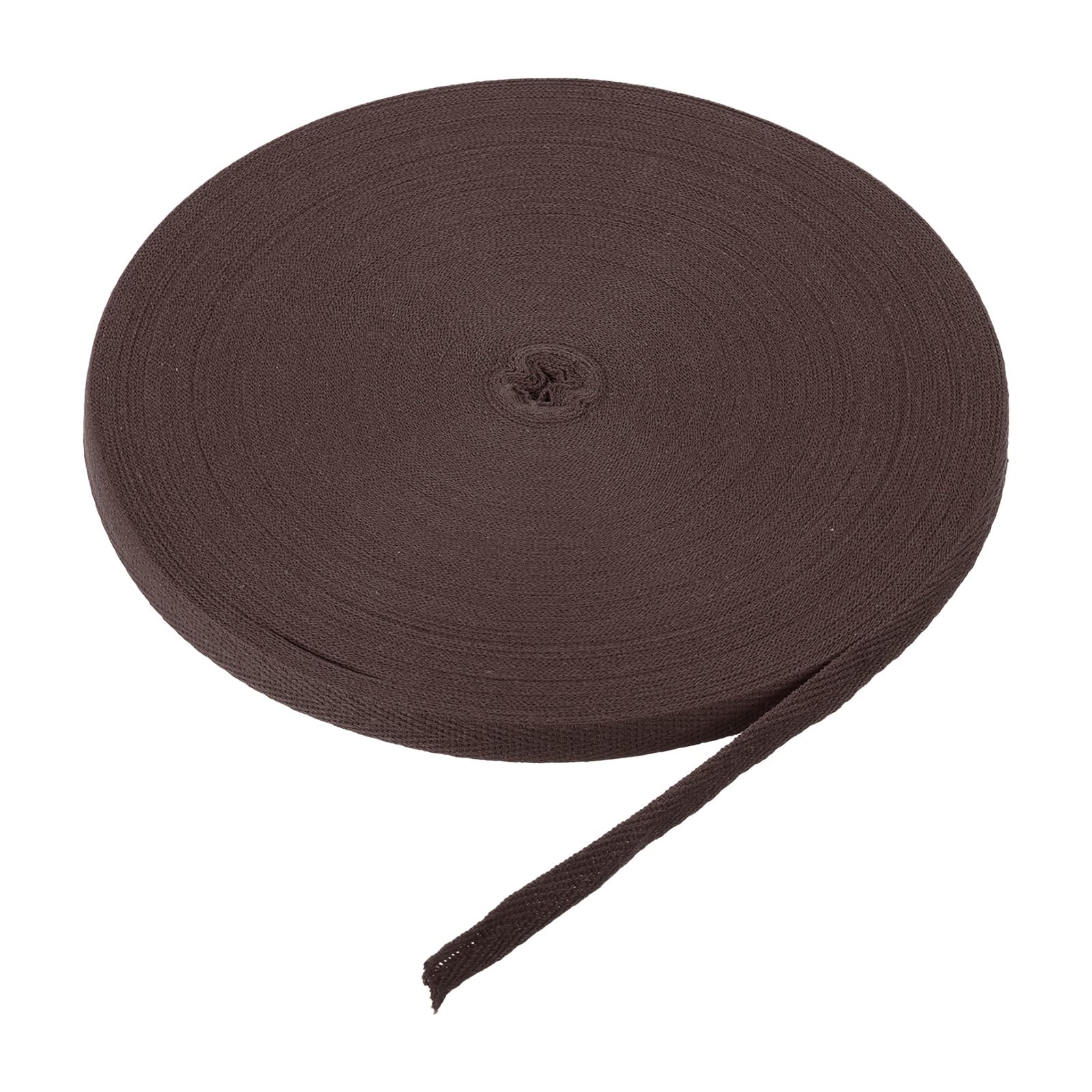 Ruban en coton sergé à chevrons marron pour personnaliser vos tricots