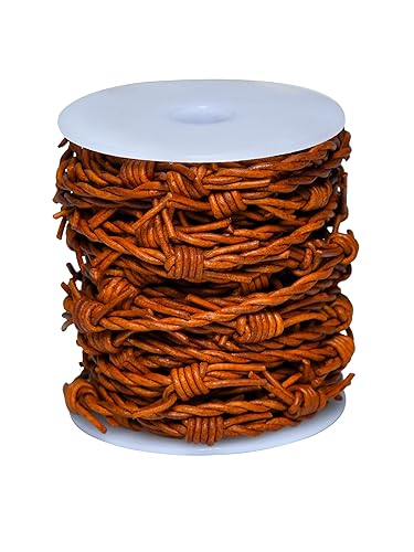 Alambre de púas artificial hecho de cuero para temática de vaquero suministros de decoración de fiesta occidental - Carrete de 33 pies por Cords