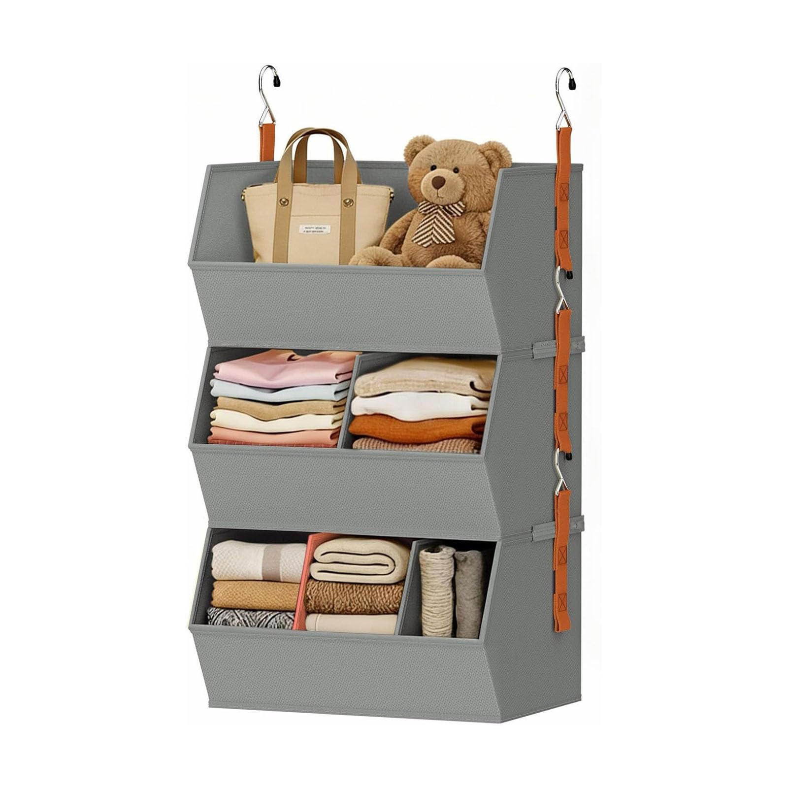 Shurhome Spacious Hanging Garment Storage Box Including Removable Partitions for Neat Wardrobe Reinforced Clothing Planner
