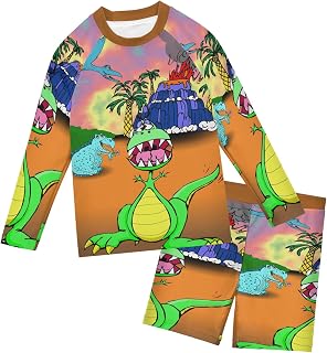 Boy Two Piece Rash Guard Kids Long Sleeve Sunsuit Swimwear Sets UPF 50+ Sun Protection Bathing Suits 3-10 Years