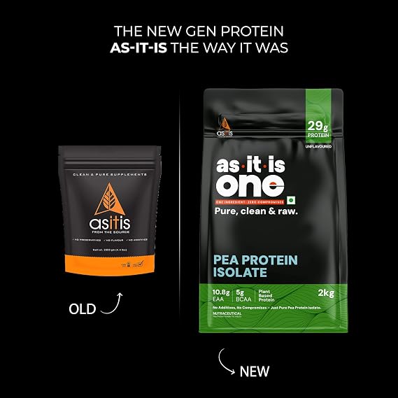 AS-IT-is Nutrition Pea Protein Isolate | Designed for Meal Supplementation | Easy to Digest - Vegan & Gluten-Free Cross-Flow Microfiltered Soy-Free (2000 Gms/70.5 Oz)