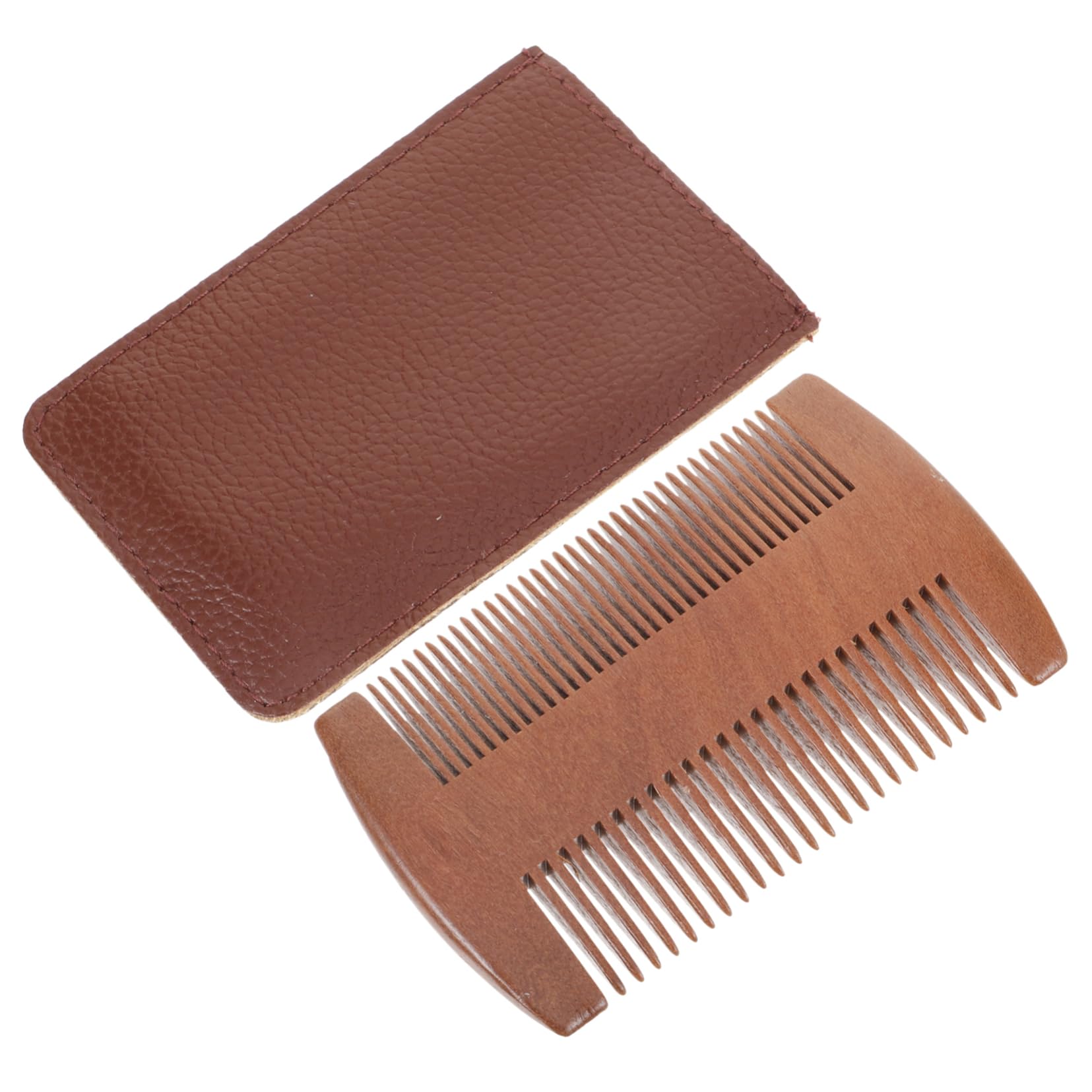 Outanaya Four Sided Static Beard Comb Durable Styling Tool with Coarse and Fine Teeth Portable Design for Easy Travel Includes Storage Bag Random Brown Style