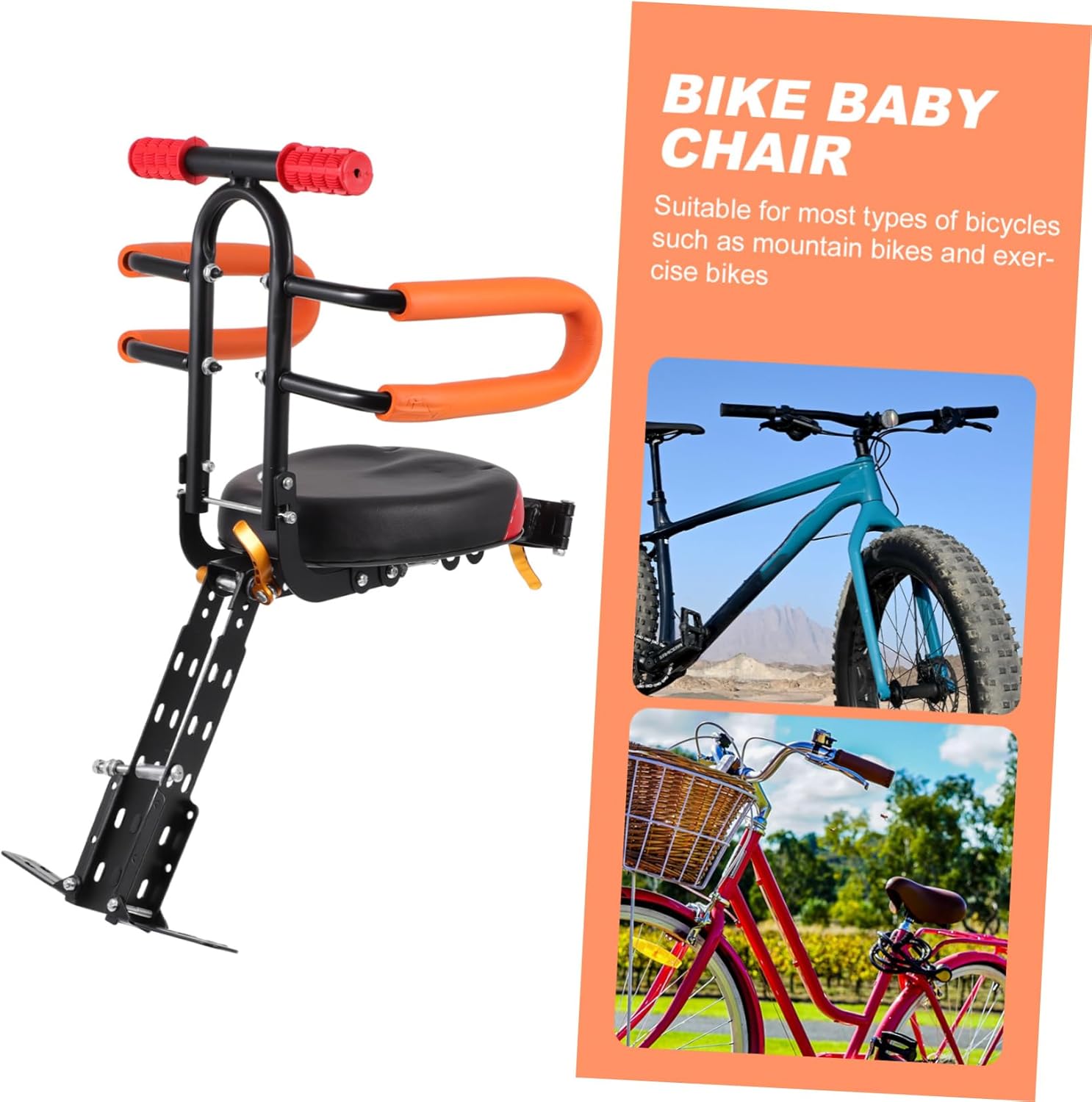 1pc Front Mounted Bike Boy Girl Seat and Comfortable Bike Chair Easy Installation for Boys and Girls Ages