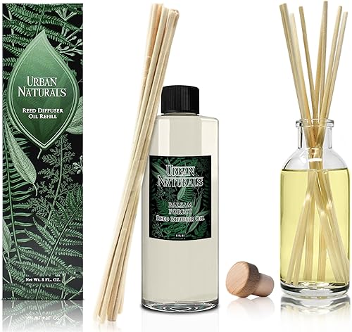 Miniatura 5 de Urban Naturals Recambio de difusor de aceite esencial de bosque de bálsamo  Tamaño grande de 8 onzas  Incluye un juego gratis de varillas de caña.