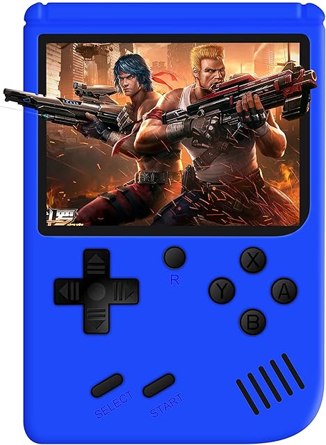 Fsjun Retro Handheld Game Console 3 Inch Screen 500 Classic Games FC TV Output Game Player Classic Game Console Connectable Handle Christmas, New Year, Birthday Presents (blue)