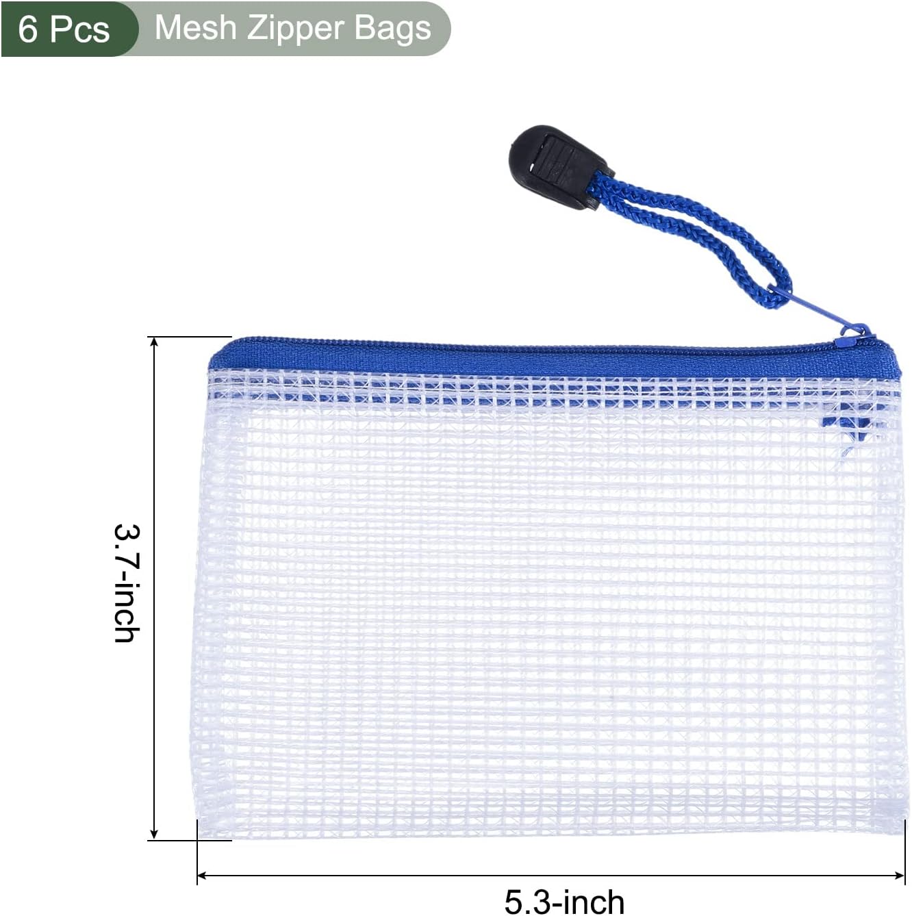 YOKIVE 6 Pack Mesh Zipper Bags, B8 Mesh File Pockets | Plastic Document Pouch, Great for Office Appliances Travel Storage(White) - Image 2