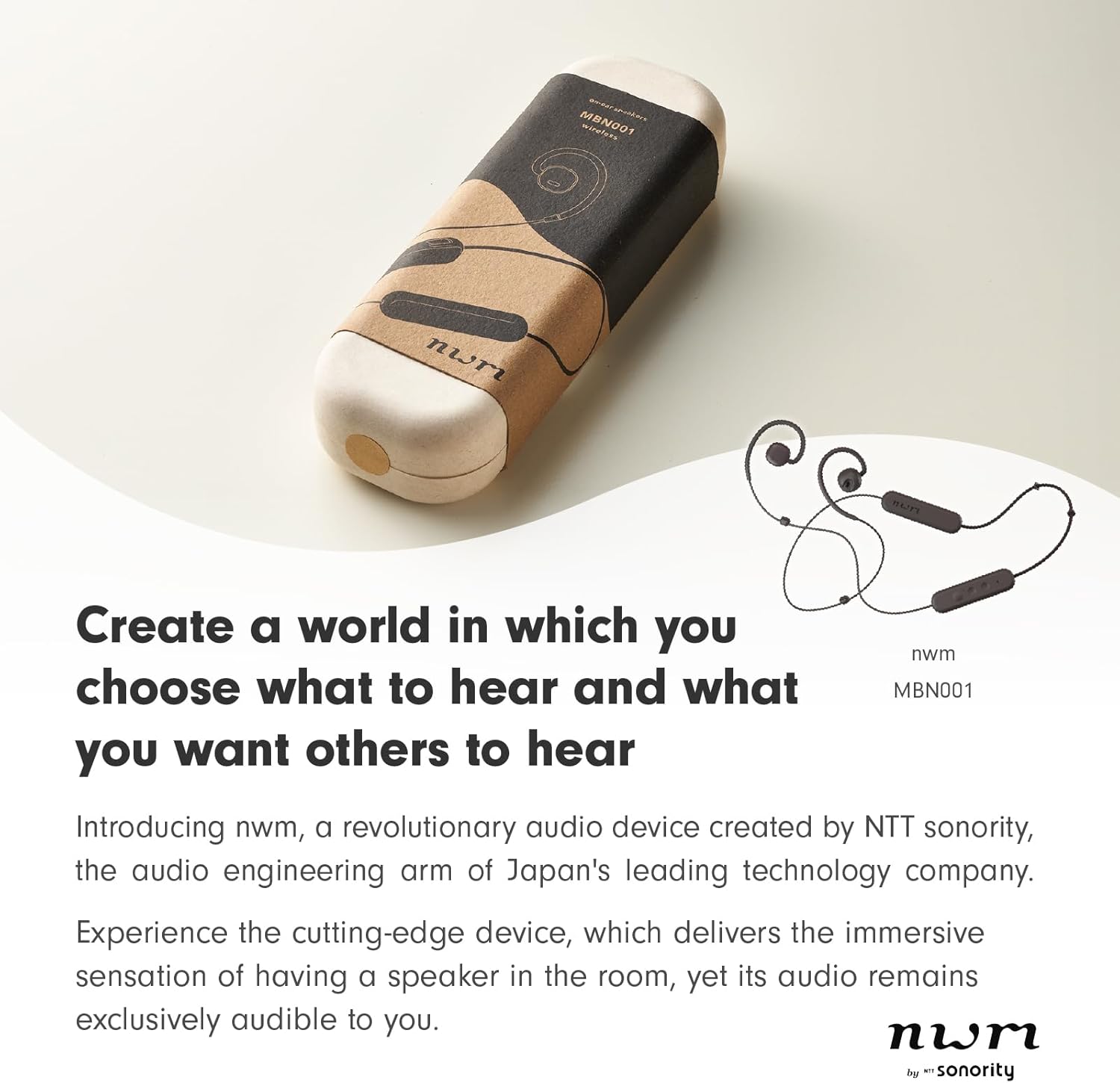 nwm NTT Sonority Wireless Open-Ear Speakers (Neckband) with PSZ Technology MBN001 White Beige - Image 6