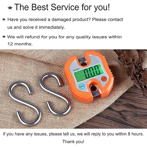 Vista 3 de Báscula colgante digital portátil resistente para grúa de 330.7 lbs, 300 libras, 2 pilas AAA (no incluidas) (naranja)