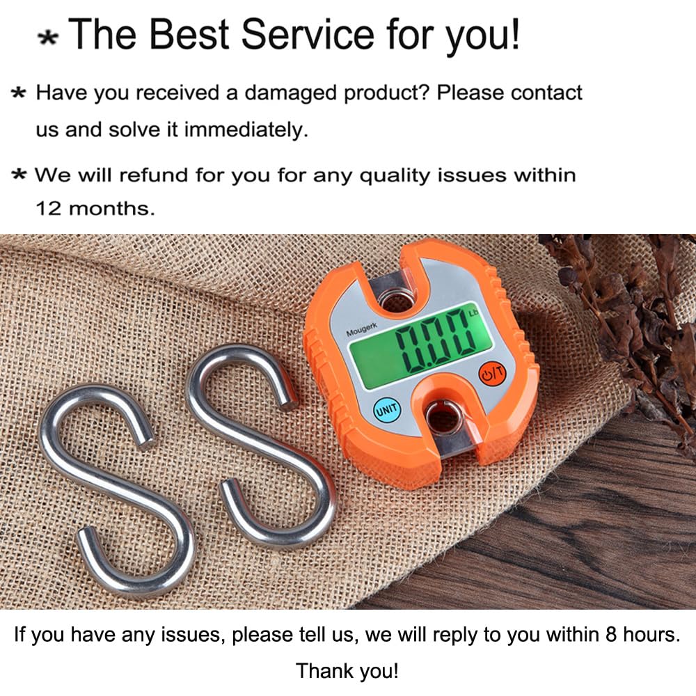 Báscula digital para colgar portátil, resistente, 150 kg, 300 libras, 2 pilas AAA (no incluidas) (naranja)