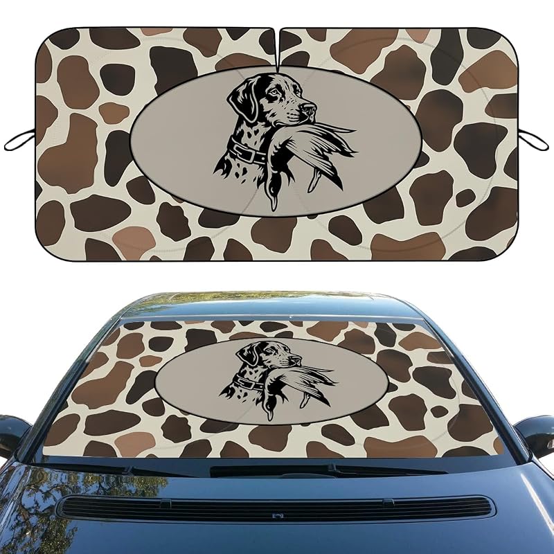 Protetor solar para para-brisa ZYYOPK com estampa Hunting Dog, polyester refletivo, 149,9 x 80 cm