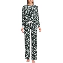 Lands End Womens Knit 2 Piece Pajama Set - Long Sleeve Top and Pants