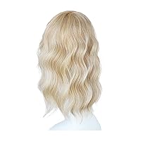 Vista 4 de viviaBella Peluca de cabello sintético con flequillo, para mujeres y niñas (13 pulgadas, rubio mixto)