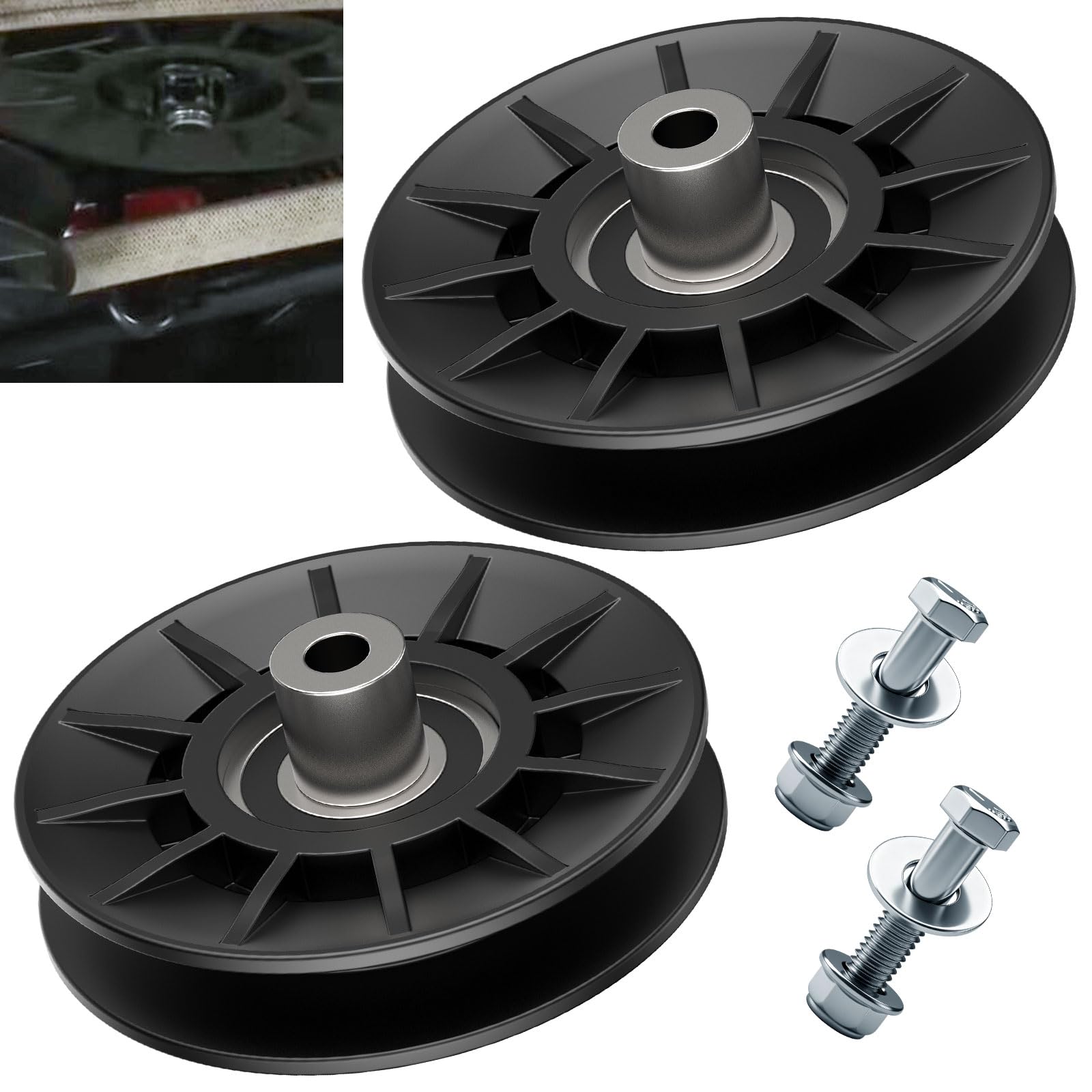 2Pack 532194326 194326 V-Groove Idler Pulley Compatible with Craftsman Husqvarna AYP YT3000 YET4000 4500 GT6000 YTH21K46 Lawn Mower, including 2 screws