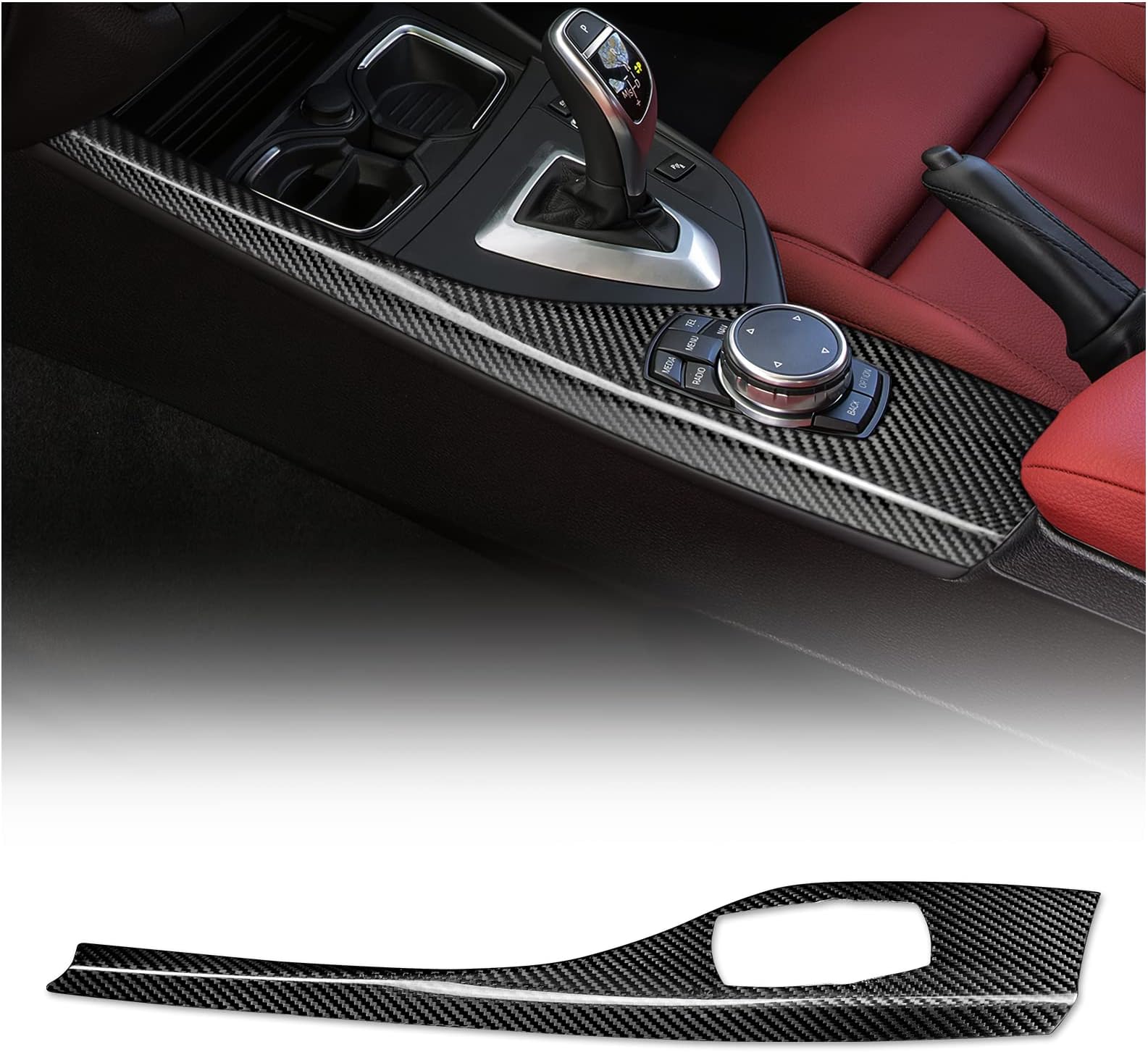 KUNGKIC Hard Real Carbon Fiber Gear Shift Knob Console Media Panel Cover Trim Interior Decal for F20 F21 F22 Accessories Right Hand Drive