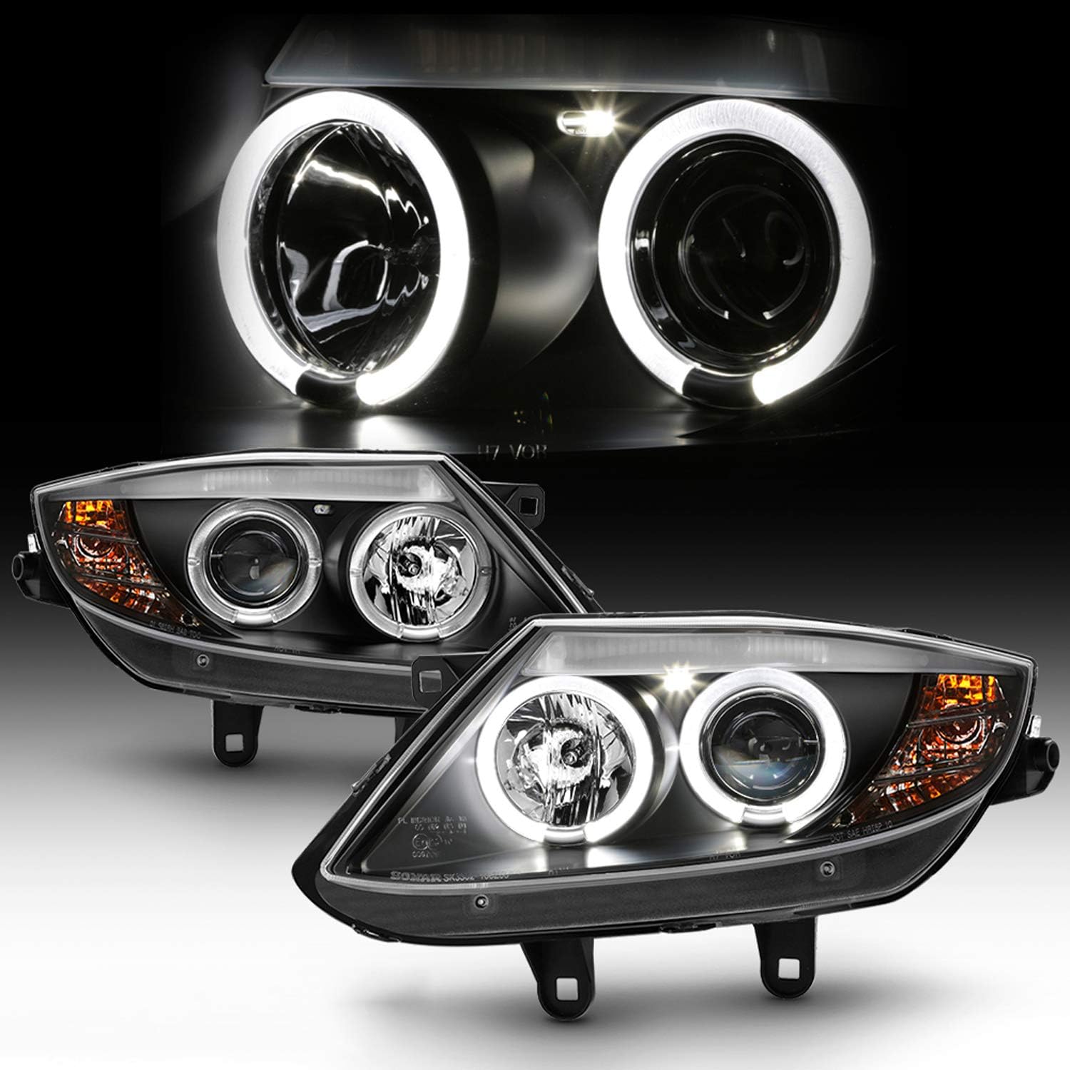 For 2003-2008 BMW Z4 HID Models Dual LED DRL Projector Headlights w/Signal Lights - Black Housing