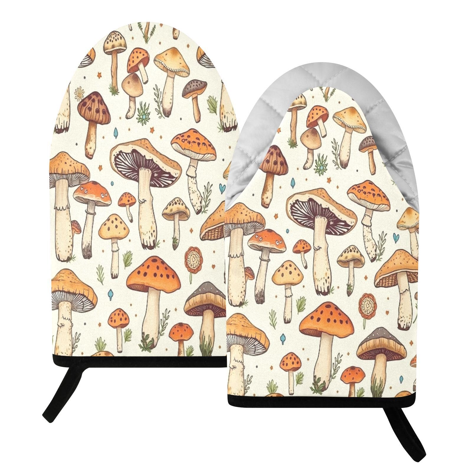 BURSTDDY Mushrooms Oven Mitt,Heat Resistant Kitchen Mitts for Cooking