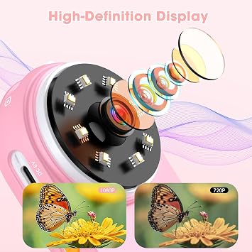 Microscope for Kids - Digital Magnifying Glass Kids with 2.0 HD Screen | Portable Handheld Camera Miniscope with Light, Childrens Science Experiments, Fun Educational Toys Gifts for Age 4-12, Pink
