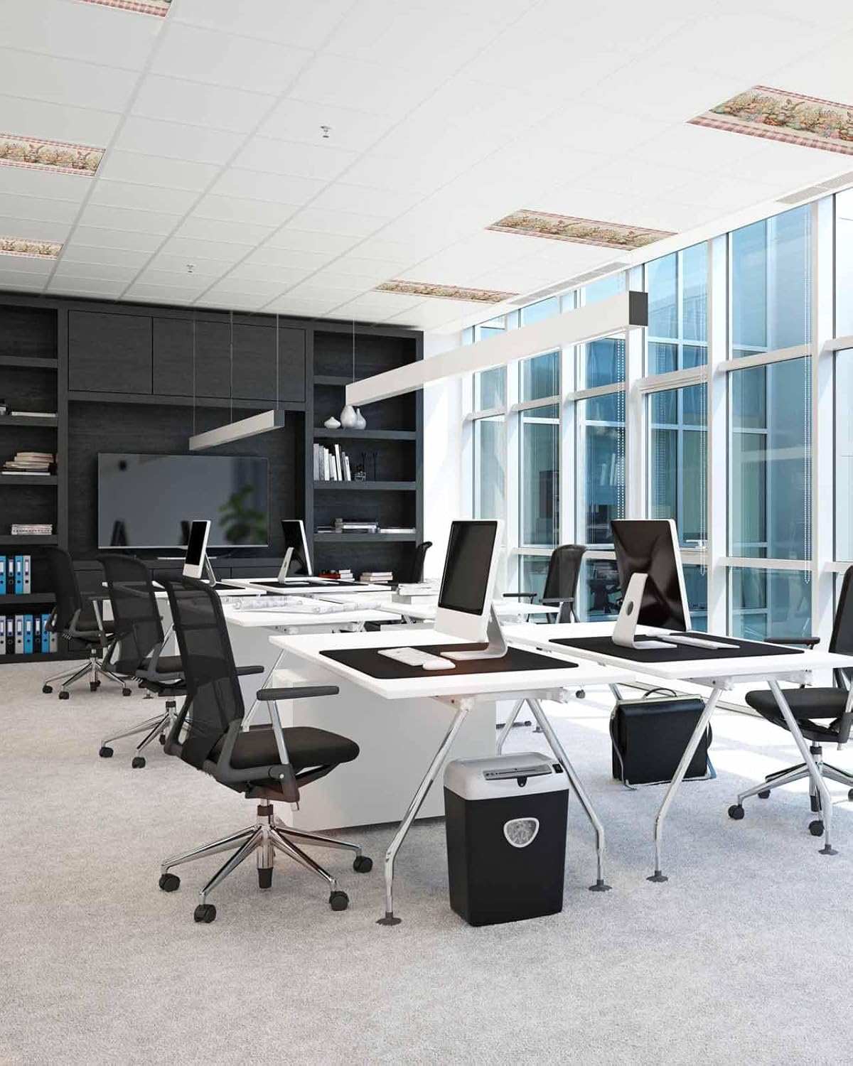 3PCS Easter Bunny Rabbit Eggs Daisy Spring Flowers Pink Plaid Fluorescent Light Cover, Ceiling Lampshade Decor with 10 Magnets Fixtures, Print Light Filters Cover Panel for Any Place Supplies