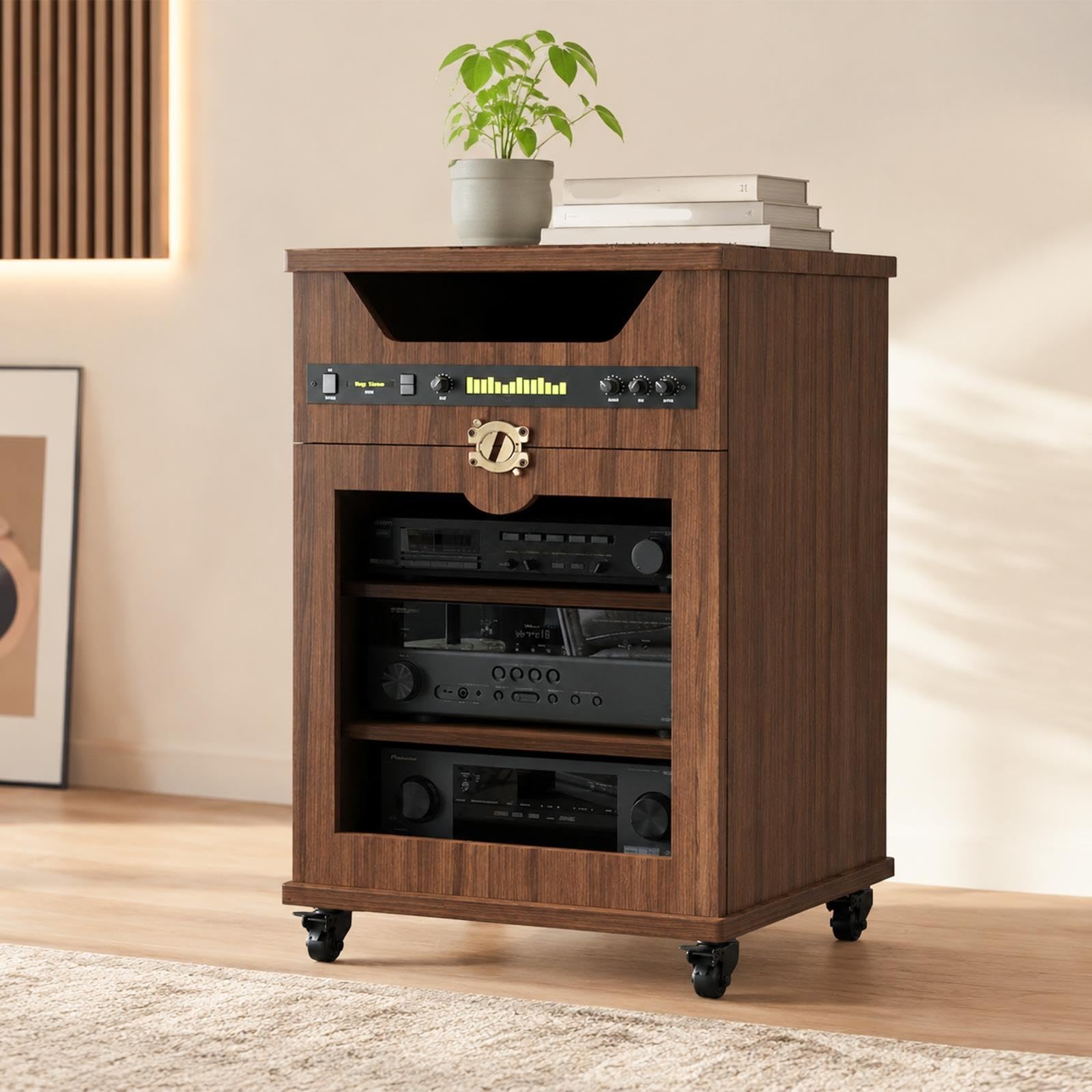 Rack Audio, Meuble Média avec Structure Réglable