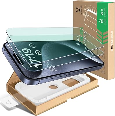 PandaShield 2-Pack Anti-Blue Light Screen Protector for iPhone 15 Pro Max[6.7"] Eye Care,Military Grade Shatterproof, Easy Installation with Paper Dust-Free Alignment Tool,Bubble-Free,Eco-Friendly