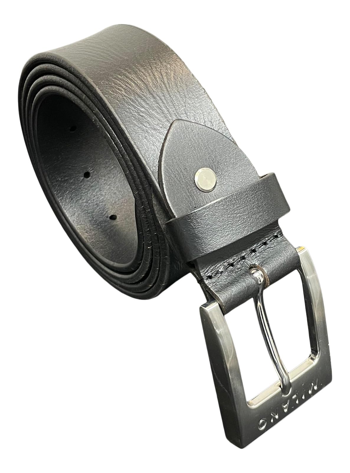 Men's Belt for Jeans or Trousers, Full Grain Leather, 1.5" Wide, Up to 52" Waist (BLACK, XXL)