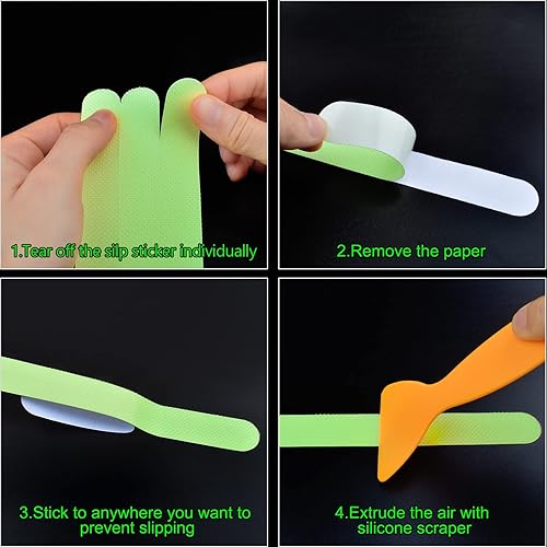 Miniatura 21 de Tiras antideslizantes, calcomanías de seguridad para peldaños de ducha, 24 unidades, calcomanías antideslizantes para bañera, cinta antideslizante