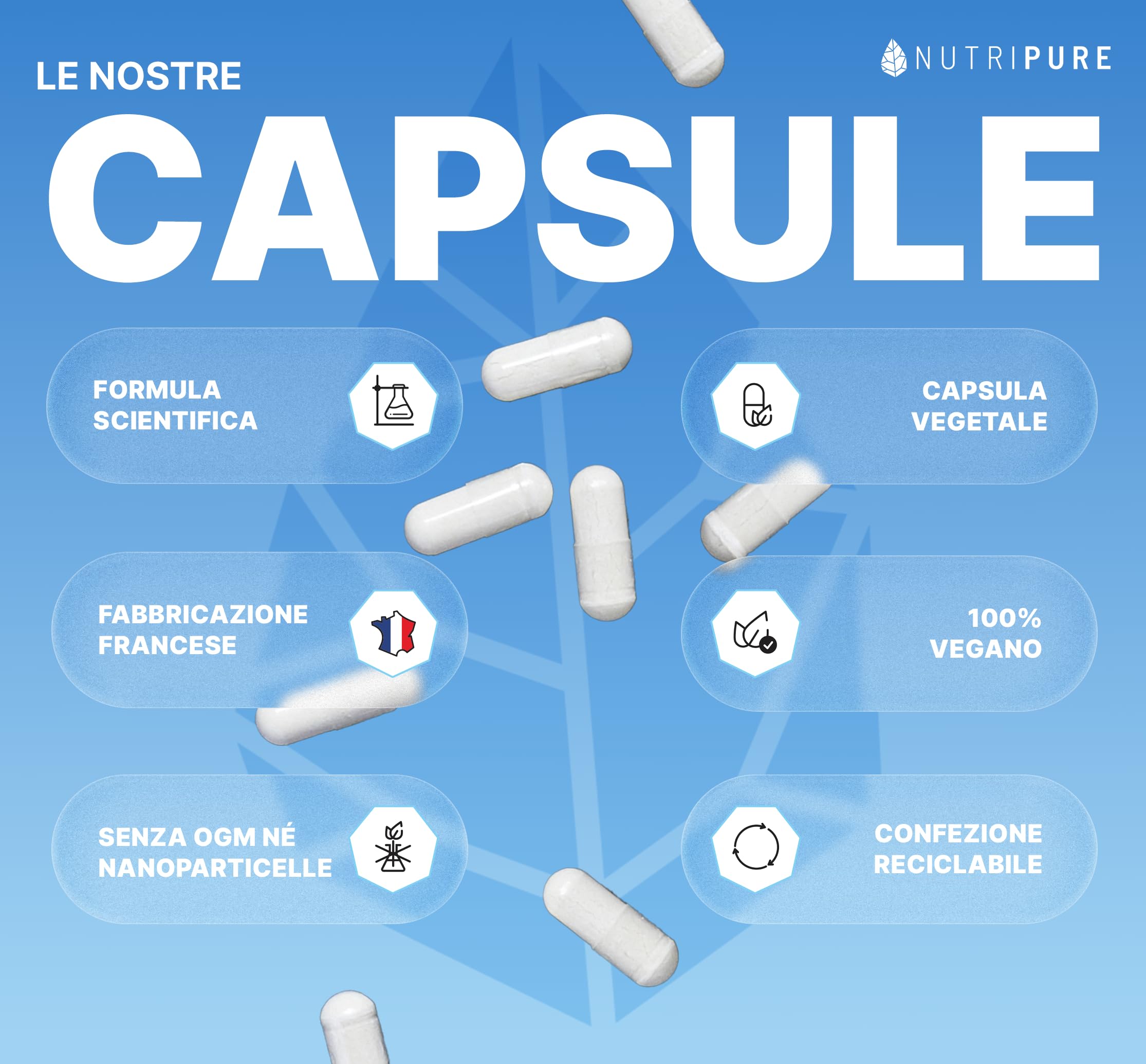 Magnesio bisglicinato + Taurina & Vitamina B6 | Integratori ad alto assorbimento | Contro la fatica, per la concentrazione | Vegan | 180 capsule | Trattamento di un 3 mesi | Made in France | Nutripure