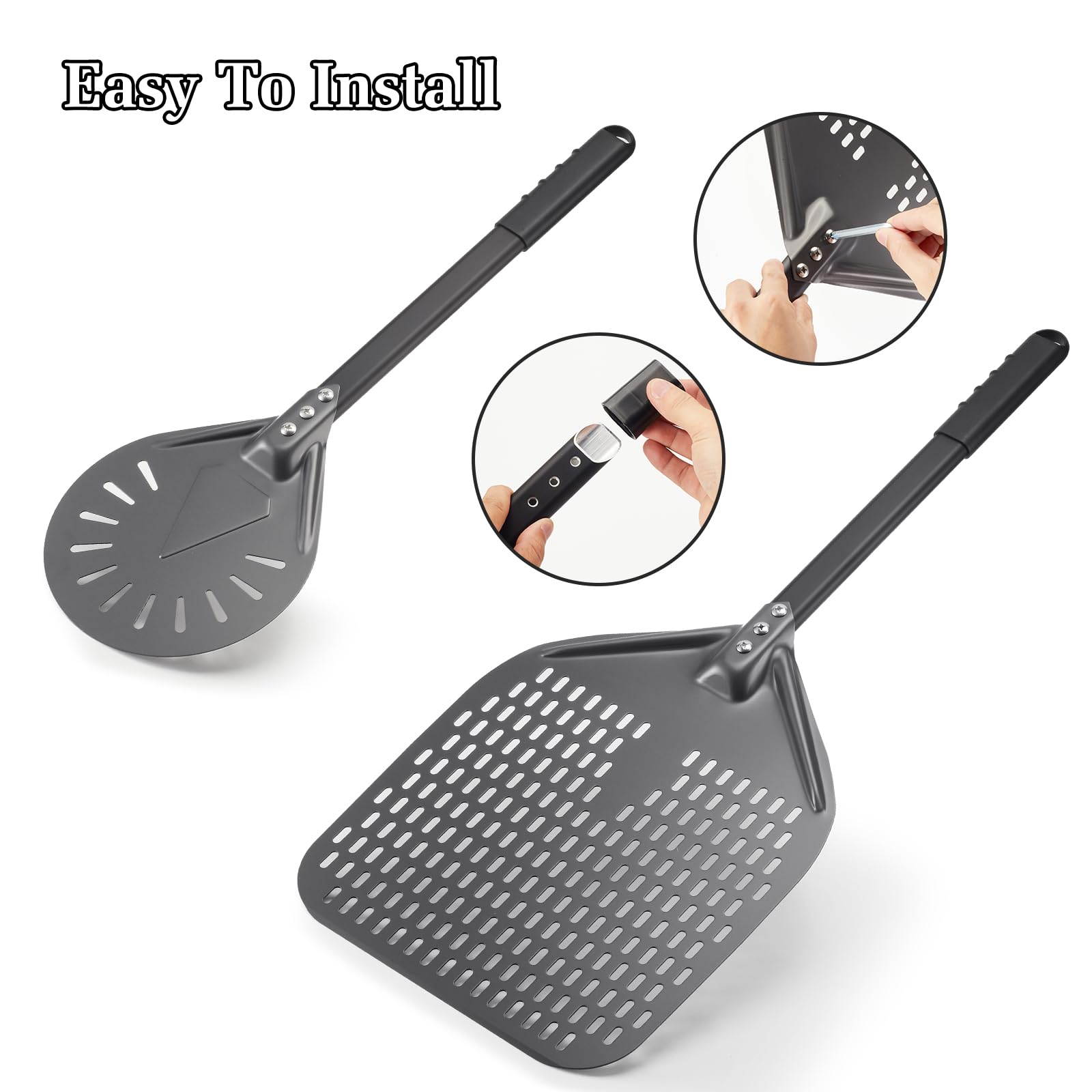 Pala de pizza de 14 pulgadas + 9 pulgadas, pala de aluminio para pizza, espátula profesional para pizza casera