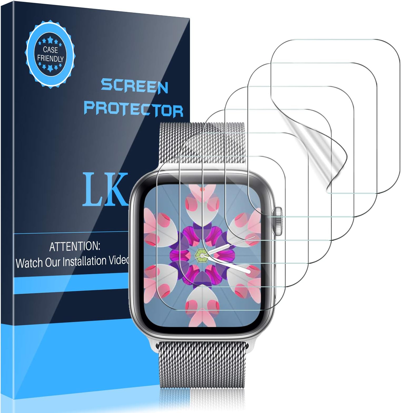 LK [6 Pack] Screen Protector for Apple Watch 40mm SE/Series 4/5/6 and Apple Watch 38mm Series 3/2/1- Bubble-Free Scratch-resistant iWatch 38mm/40mm Flexible TPU Clear Film (UF-001)