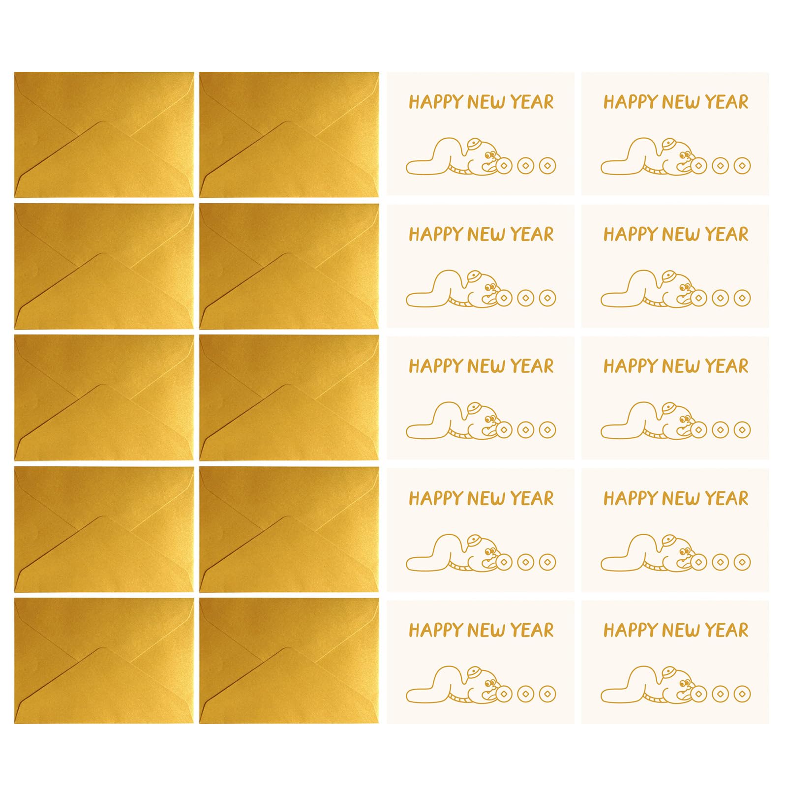 Jazuaiao 10Pcs Cartoon Chinese New Year Card with Envelope 2025 Year of the Snake Greeting Card for Family Friend Spring Festival New Wishes Cards