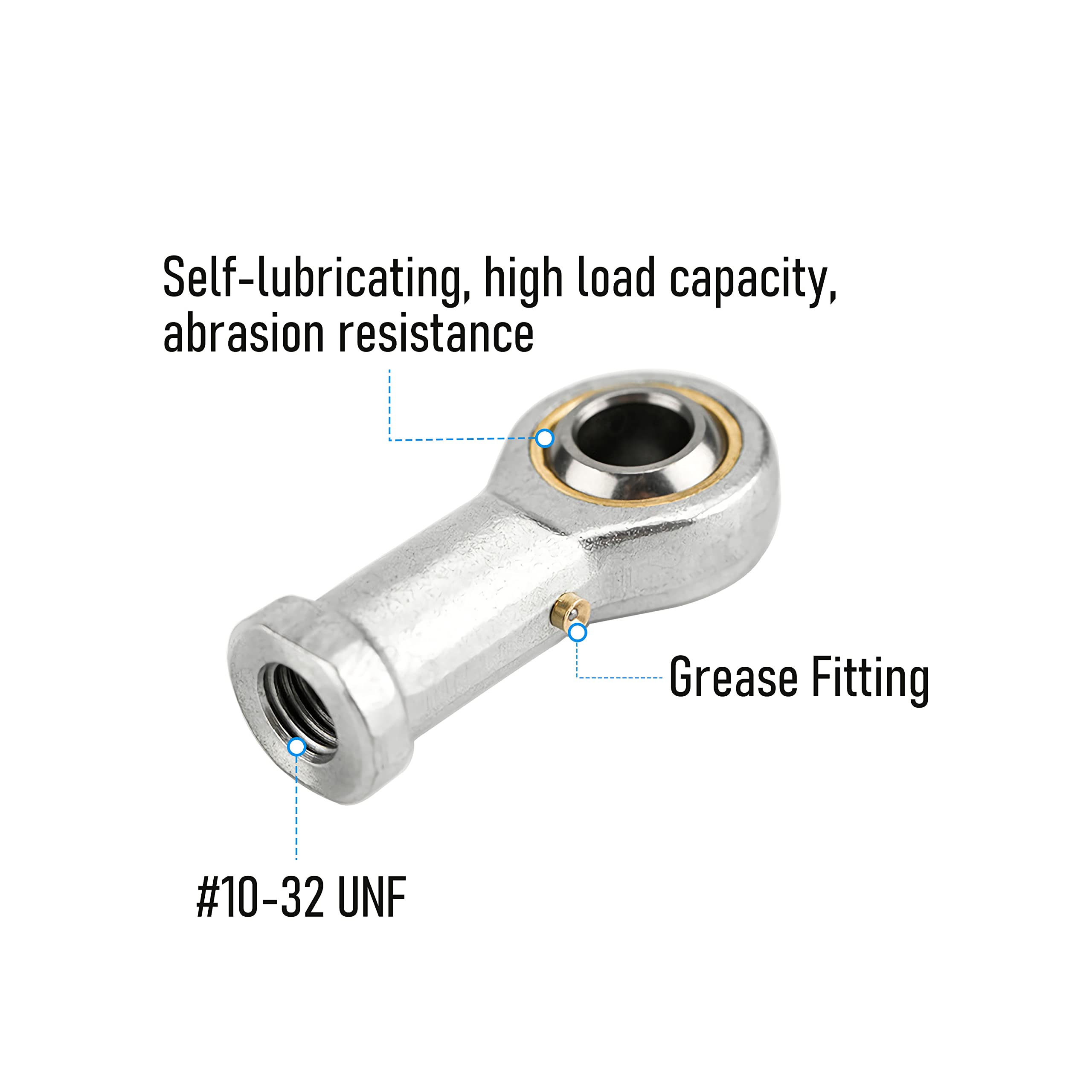 PHSB3-Bronze Liner Female Right Hand Rod End Bearing 10-32 UNF (FB-04