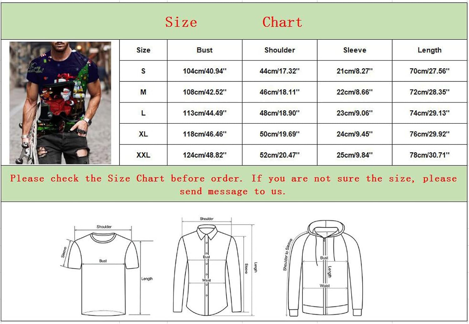 ZDDO Christmas Men's Designer Short Sleeve T-shirts, Street 3D Funny Xmas Santa Claus Graphic Tee Novelty Party T Tops | 