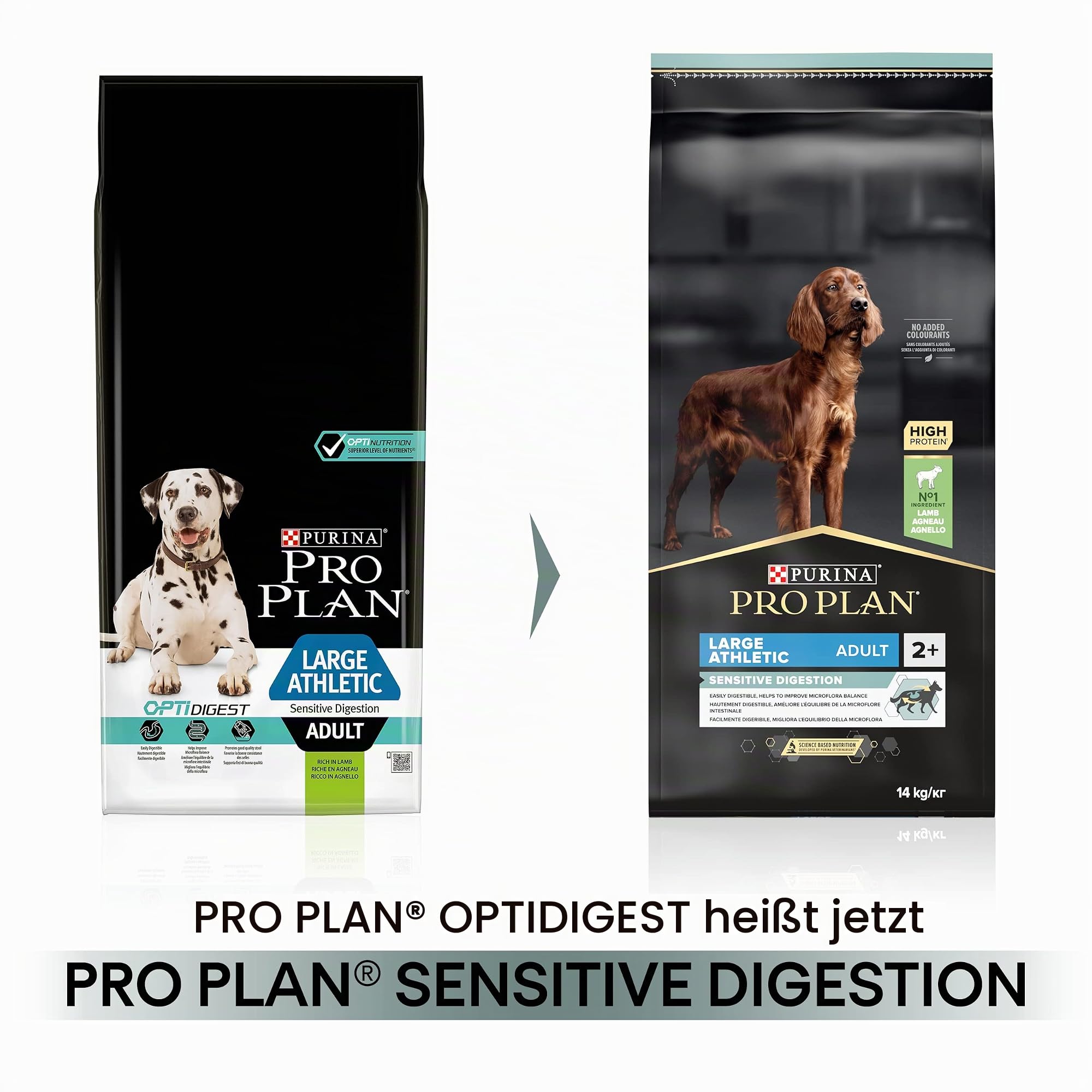 Pro Plan Large Athletic Adult Sensitive Digestion, Hundefutter trocken, reich an Lamm, 1er Pack (1 x 14 kg)