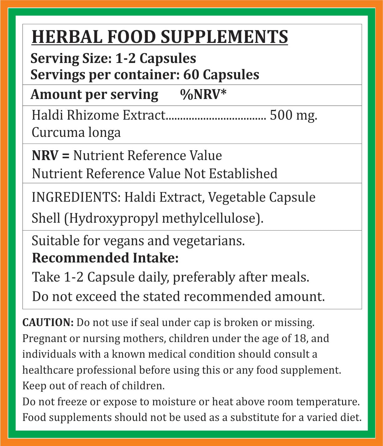 Curcuma Longa (Haldi, Curcumin, Turmeric) Extract Capsules | Highest Potency, 100% Herbal Product | Pack of 60 X 500 mg. Veg. Capsules (Pack of 1 Bottle) — Amazon image 5