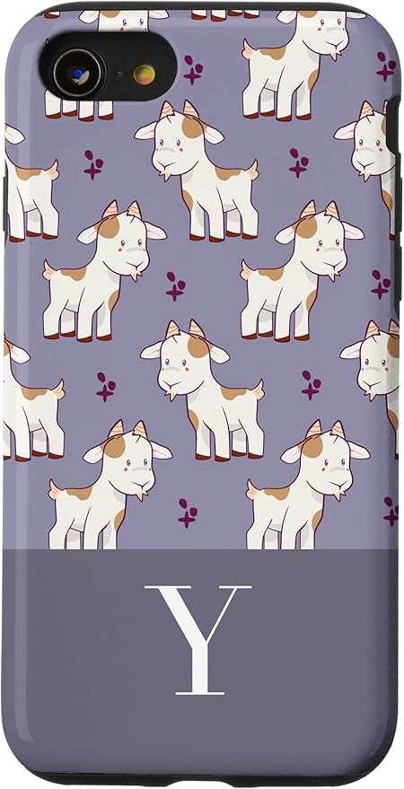 Amazon Co Jp Iphone 12 Mini かわいいヤギ柄紫モノグラム文字y スマホケース Electronics