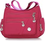 WITERY Sacs en Nylon Crossboby pour femmes - Sac à épaule à fermeture éclair multi-poches étanche, petite prise de voyage légère