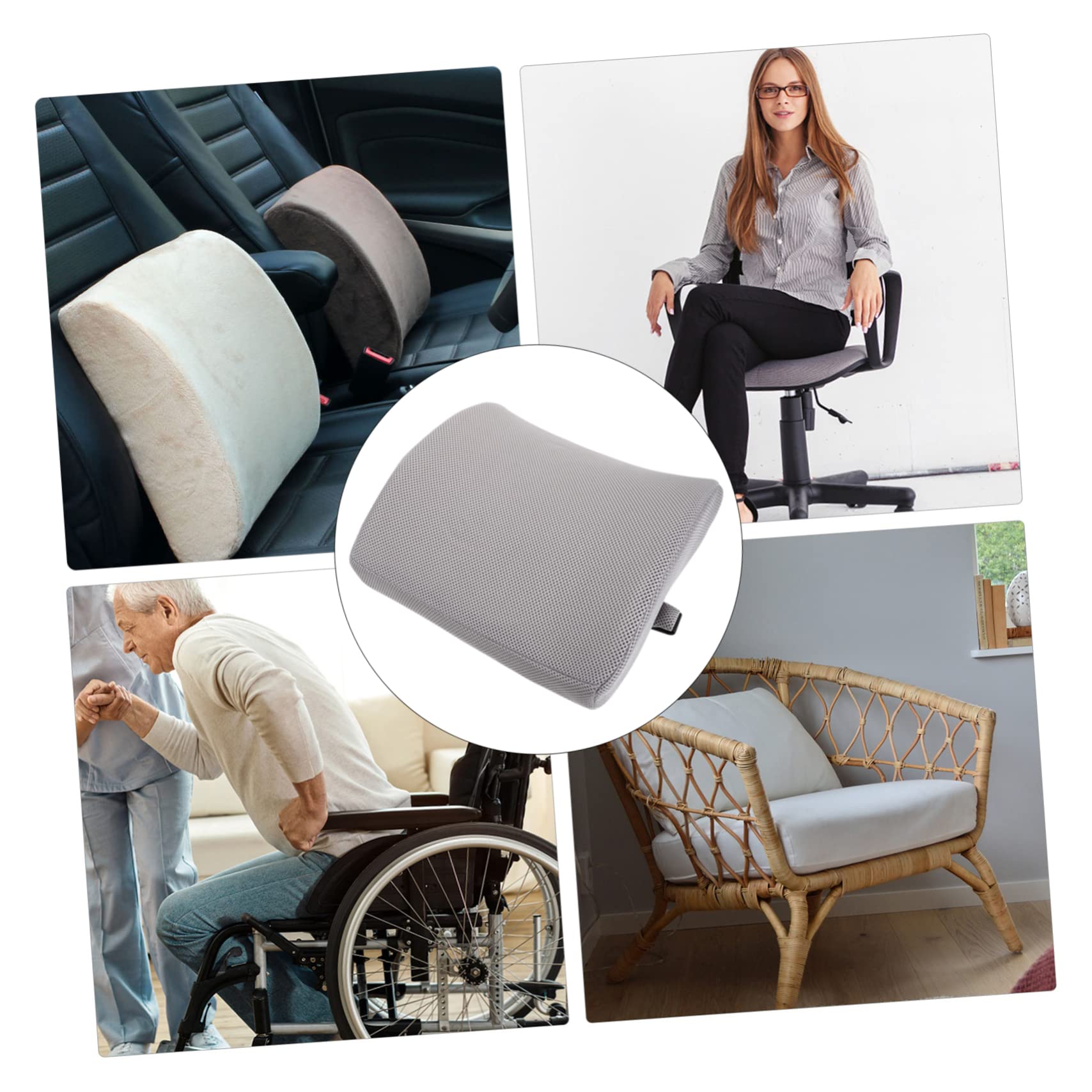 PLAFOPE Cojín Lumbar Viscoelástico Ergonómico de PU Diseño Transpirable y Soporte para Aliviar Presión en Asiento de Oficina y Coche