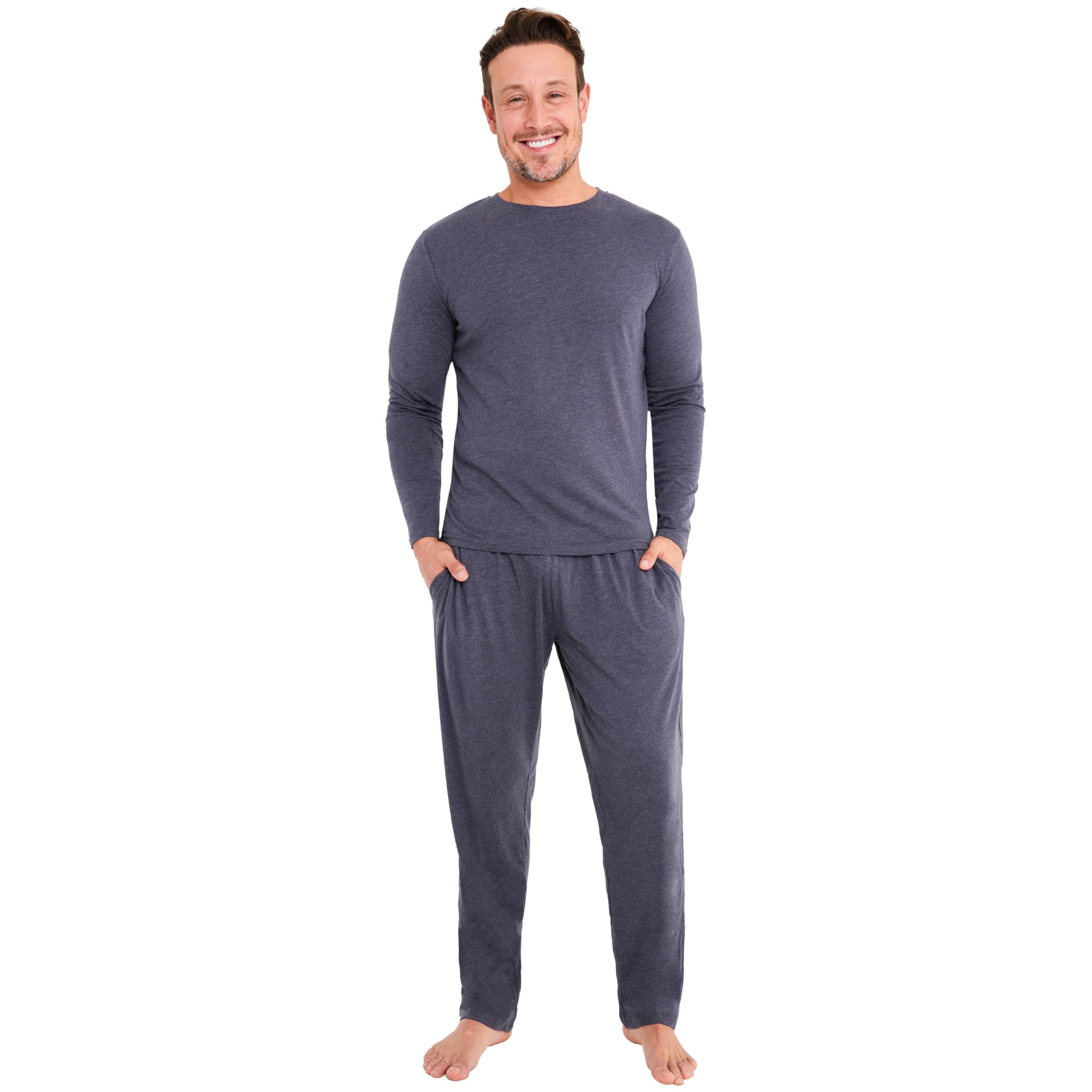 CityComfort Mens Long Pyjamas Set, Adults Teenagers Soft 2 Piece Loungewear Nightwear Cosy PJs - Gifts for Him (Navy, 2XL)