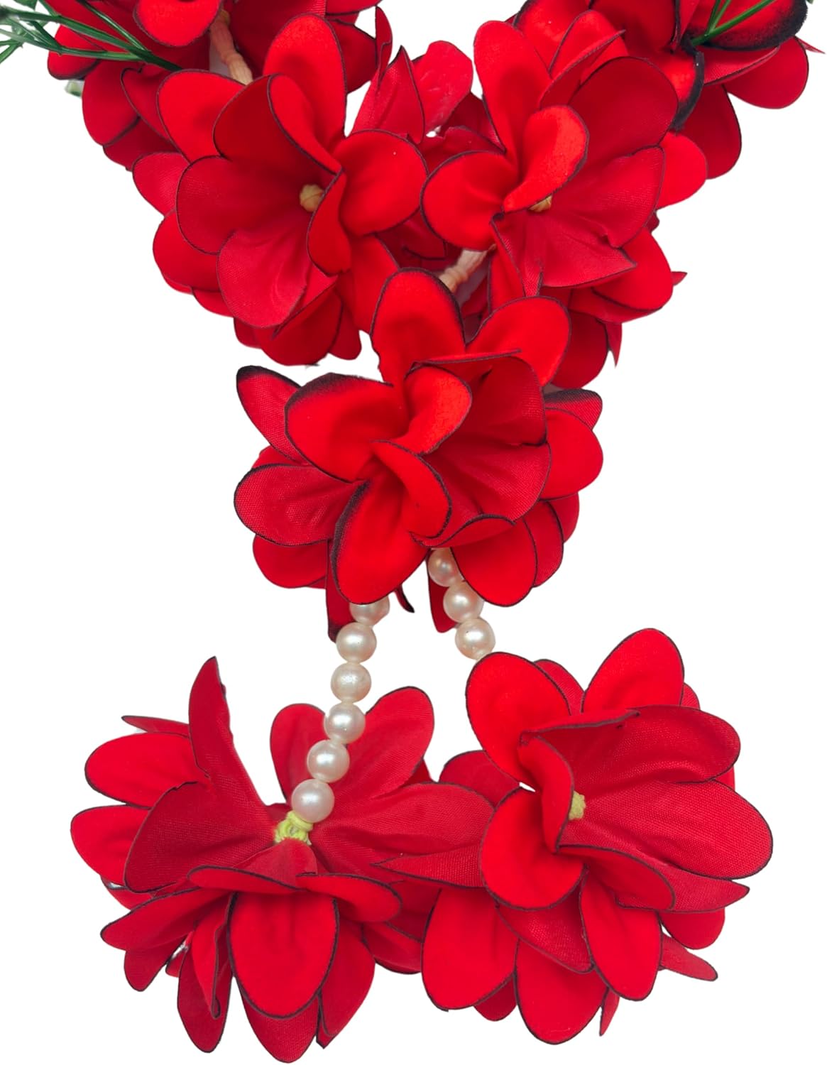 Artificial Rose Flower Garland for Photo Frame | Rose Flower Mala for God Idol Photos and Loved Ones (Size:-30 inch/75 cm) (Red)