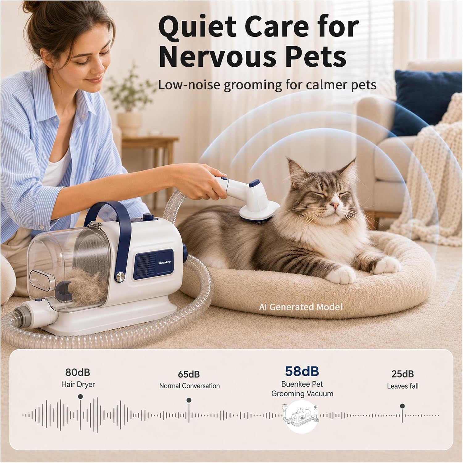  Dog Grooming Vacuum & Blow Dryer Kit, Pet Clipper, 15000Pa Suction | 3-in-1 Pet Care, Removes Loose Fur, Styles Coats & Dries After Baths, Adjustable Heat & Airflow, 1.7L Dust Cup for Easy Clean thumbnail