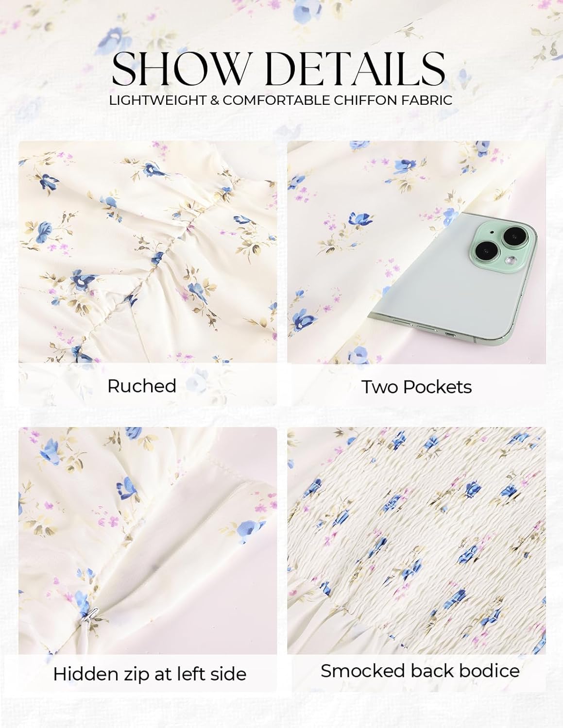 Belle Poque Women Spring Summer Wedding Guest Dress 2026 Floral Midi Tea Party Spaghetti Ruched Sun Dresses - Image 5