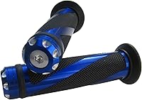 Vista 1 de Puños de gel para manillar azul con tapas de extremo azules compatibles con Kawasaki Z125 Pro
